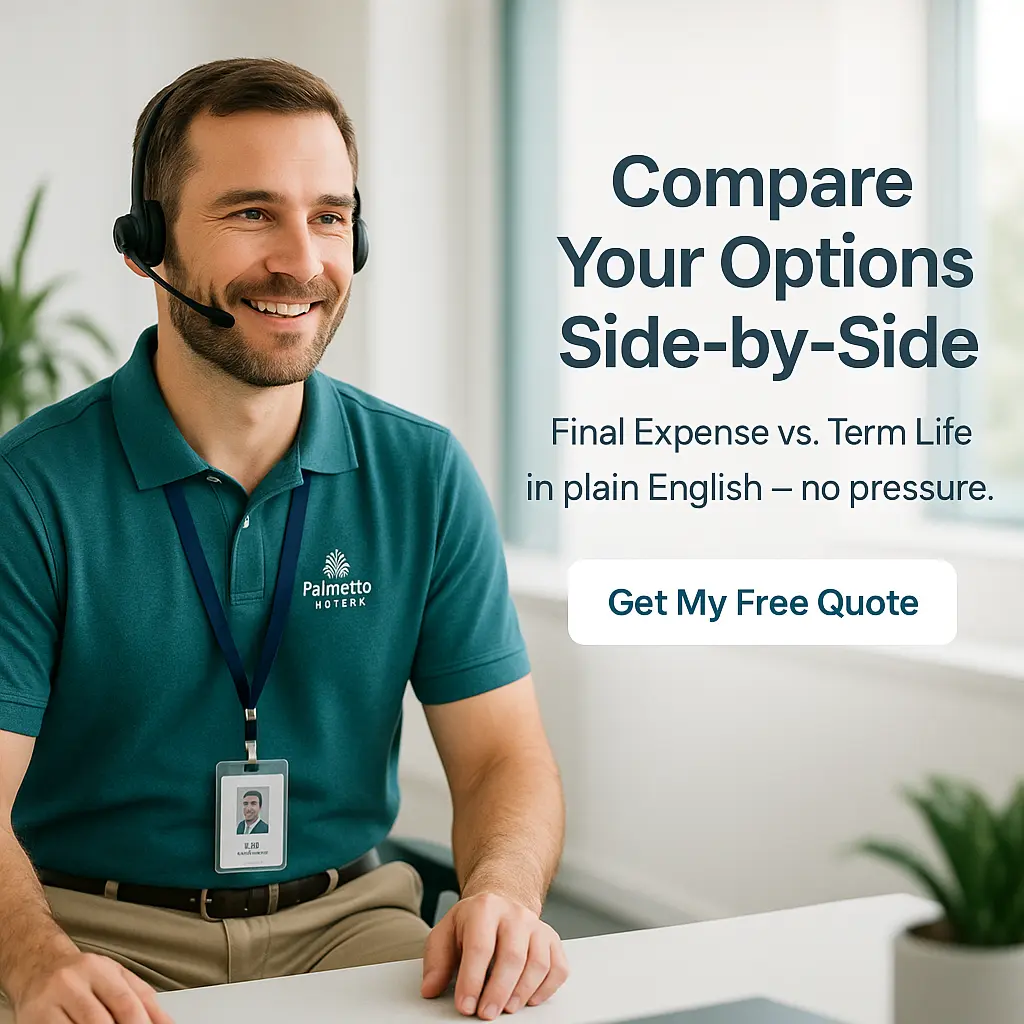 “Palmetto Mutual broker smiling with headset, friendly and professional, ready to provide a no-pressure quote.”
