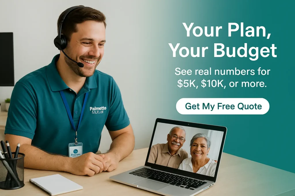 Palmetto Mutual broker helping senior couple compare final expense coverage amounts