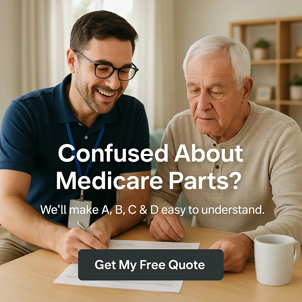 Senior and adult daughter reviewing Medicare plan choices with advisor”