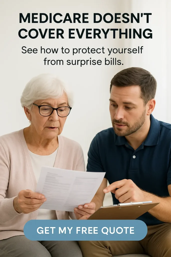 Advisor helping senior review Medicare coverage gaps"