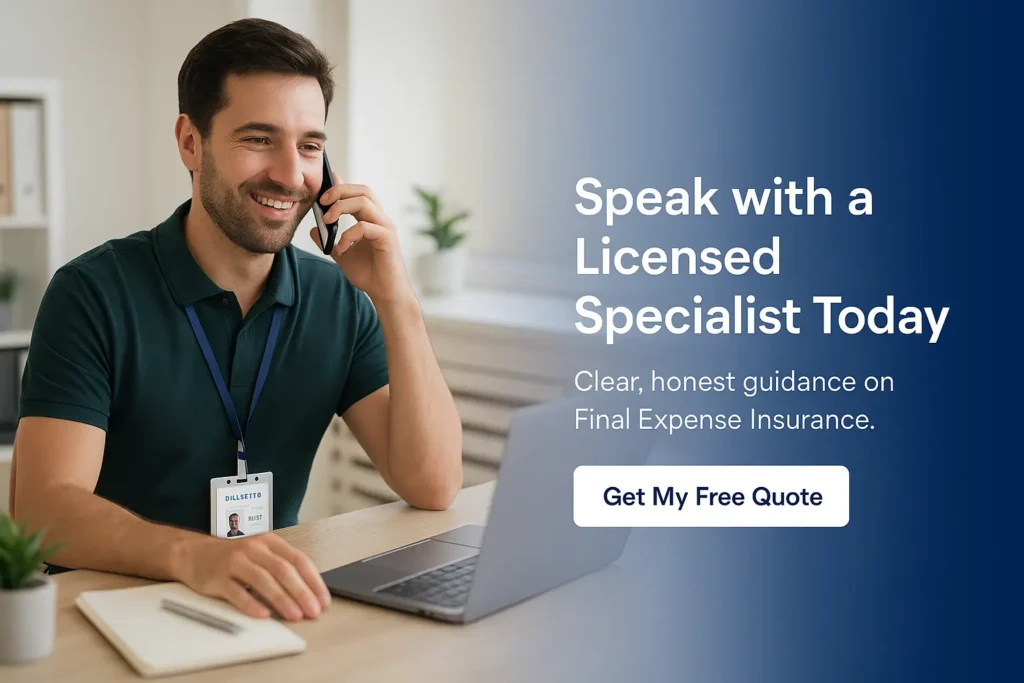 “Palmetto Mutual broker on phone offering final expense guidance.”