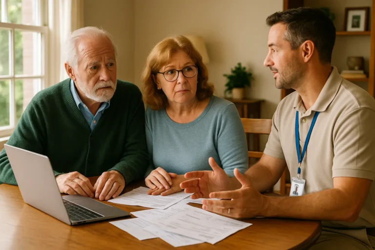Senior couple learning what Medicare doesn’t cover with local advisor in South Carolina"
