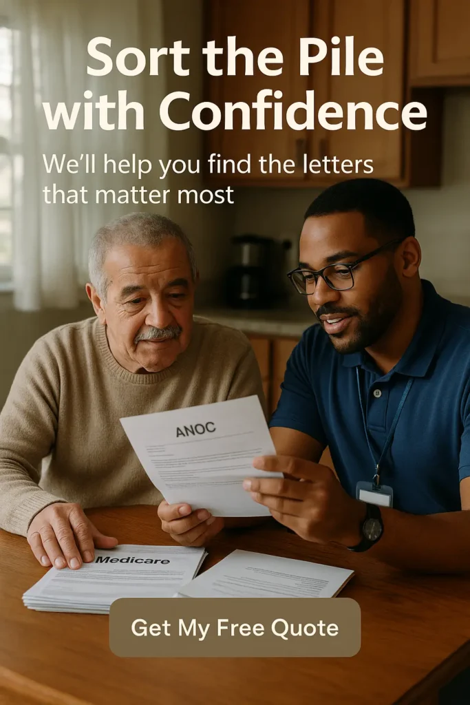 Senior man reviewing Medicare Annual Notice of Change with local advisor