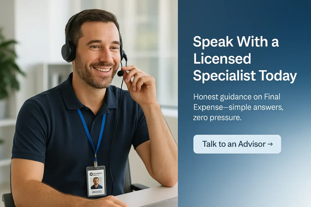 Palmetto Mutual broker on a call, friendly guidance on final expense options”