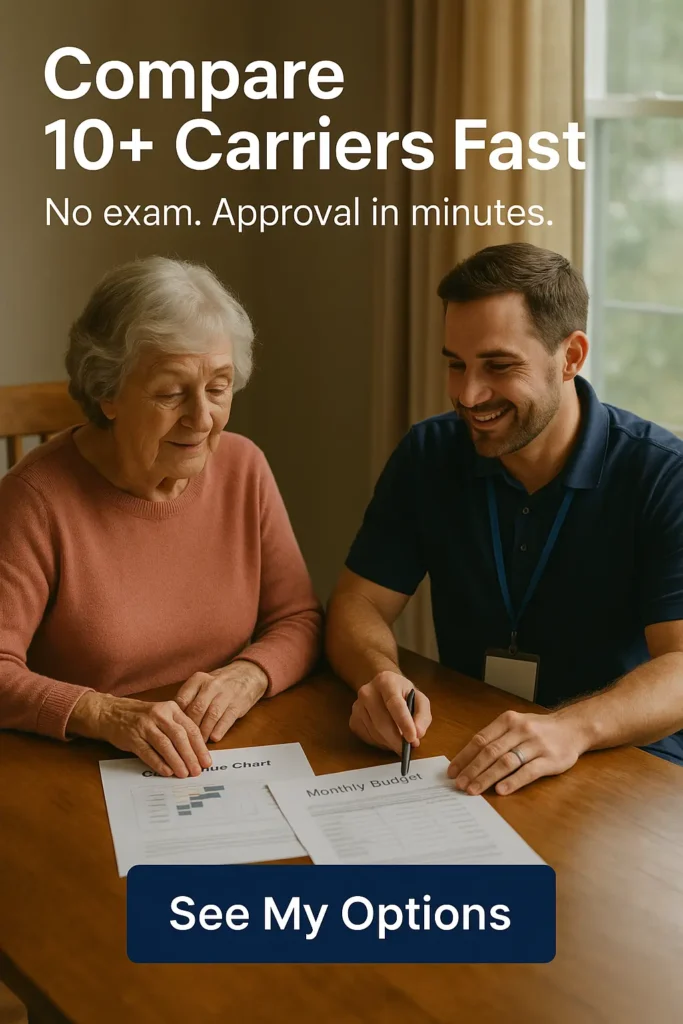Hanahan senior reviewing simple coverage chart with local advisor