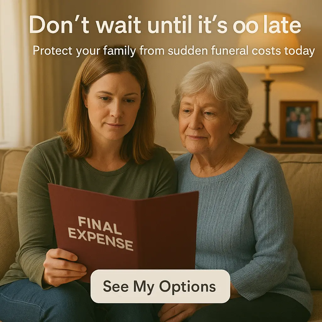 Concerned daughter with her senior mom reviewing a simple funeral plan in Clio