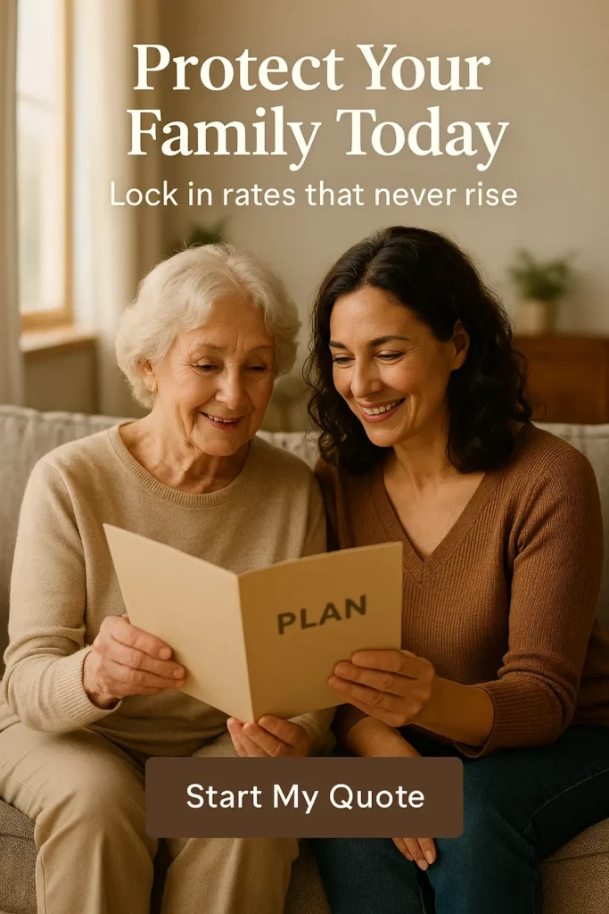 Senior woman with adult daughter reviewing plan folder in Socastee