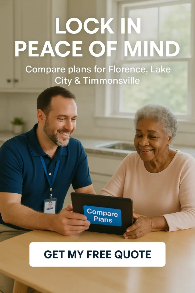 Local agent comparing final expense plans with a senior in Florence