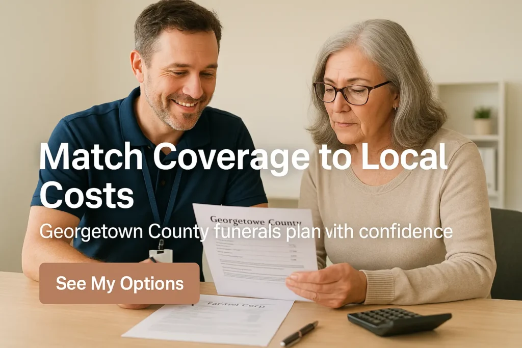 Advisor reviewing local funeral cost checklist for Georgetown County