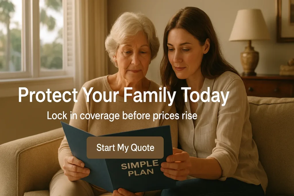 Mother and adult daughter reviewing final expense plan in Charleston home