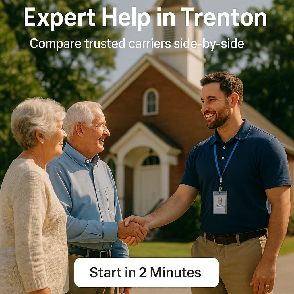 Local agent greeting a senior couple outside a Trenton, SC church after service.