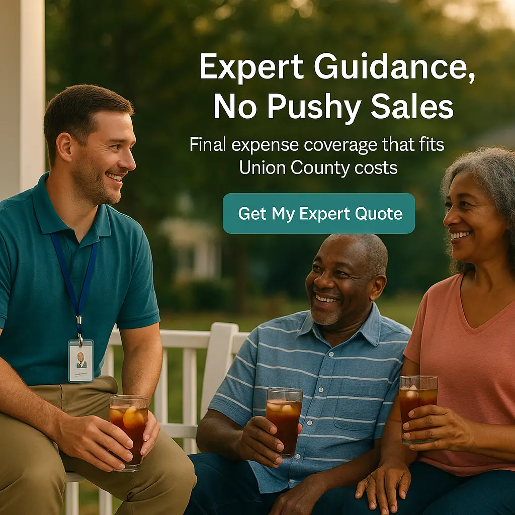 Friendly advisor sharing sweet tea with seniors on a Union SC porch
