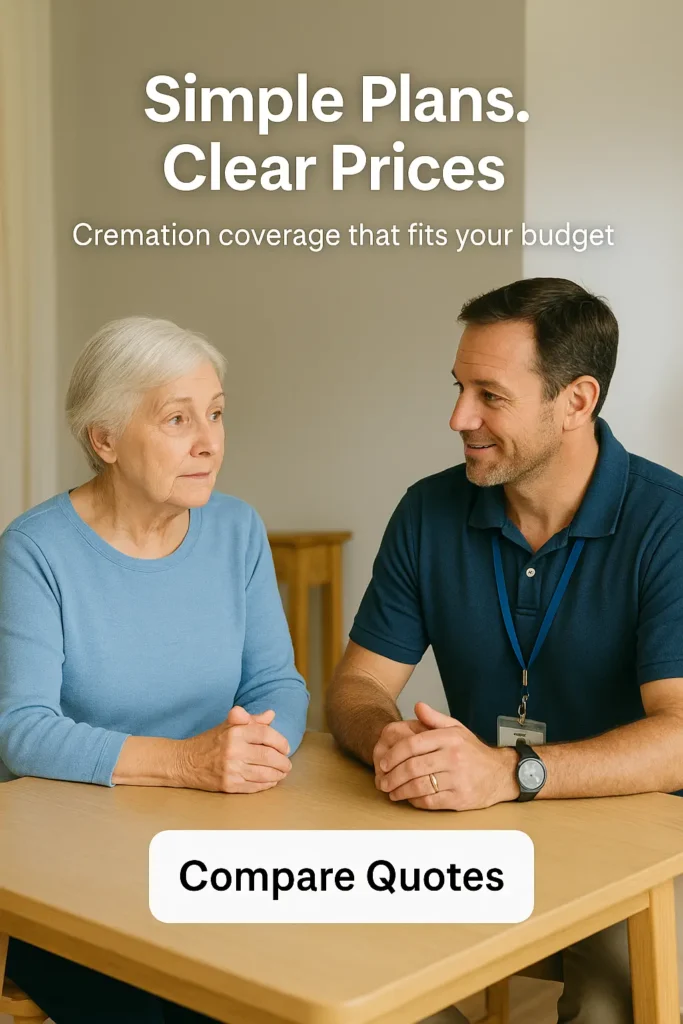 Senior woman in Whitmire discussing simple cremation coverage with an advisor