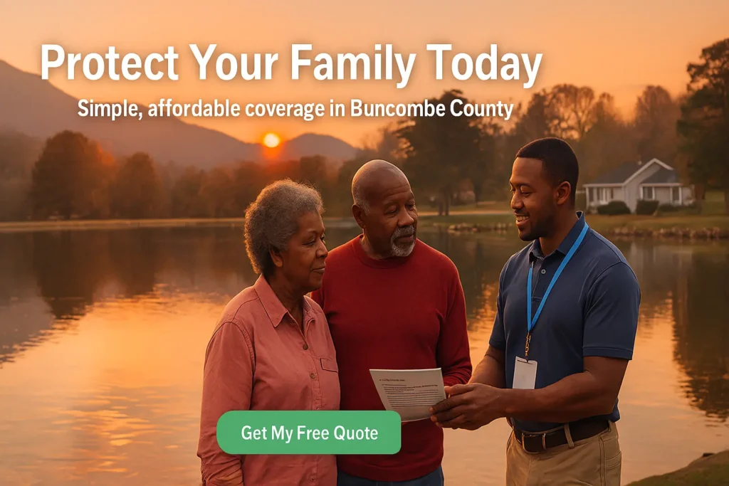 Senior couple with advisor at Lake Tomahawk in Black Mountain at sunset