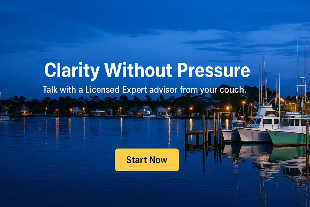Quiet Roanoke Island harbor scene for calm CTA banner