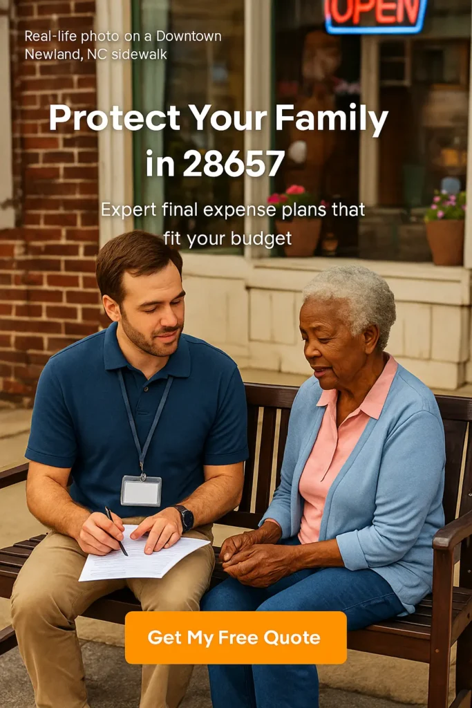 Advisor in polo helping senior near Newland (28657) storefronts with paperwork