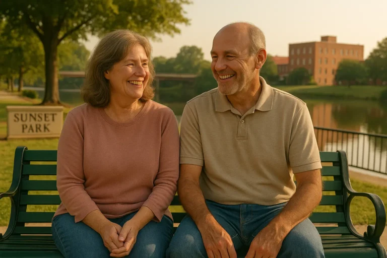 Senior couple with local advisor at Sunset Park in Rocky Mount, reviewing final expense options