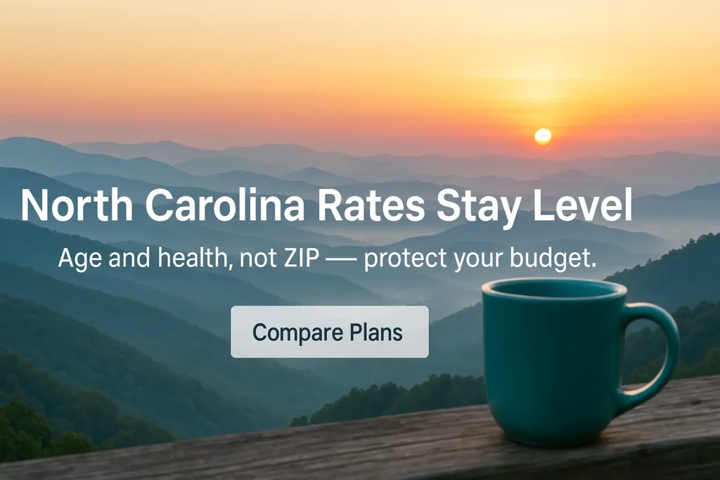 Blue Ridge Parkway overlook with layered mountains for North Carolina seniors CTA