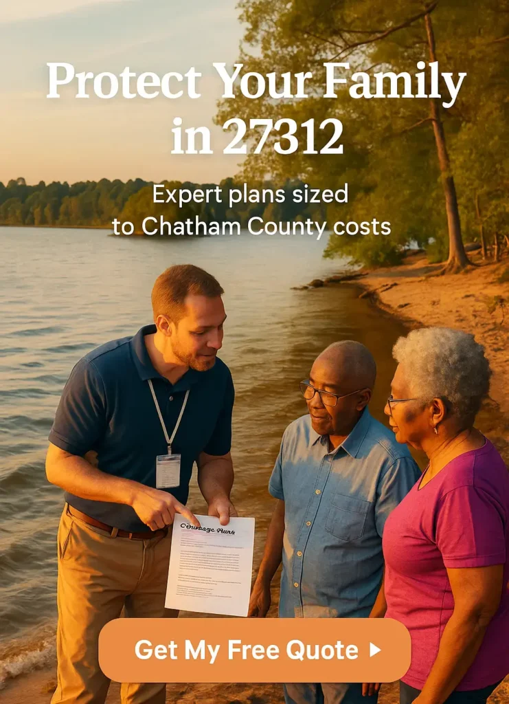 Advisor helping seniors choose final expense coverage at Jordan Lake